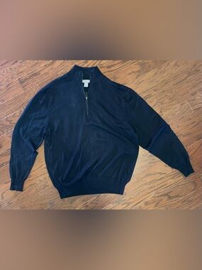 Cremieux Men's quarter-Zip Sweater - Dark navy  XL -cotton silk cashmere blend.